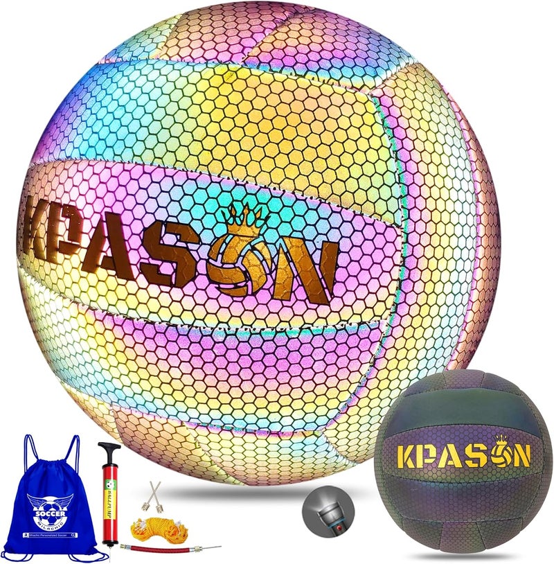 KPASON Volleyballs, Holographic Glowing Volleyball Official Size 5, Indoor Outdoor Beach Volleyball Ball for Men Women - Image 1